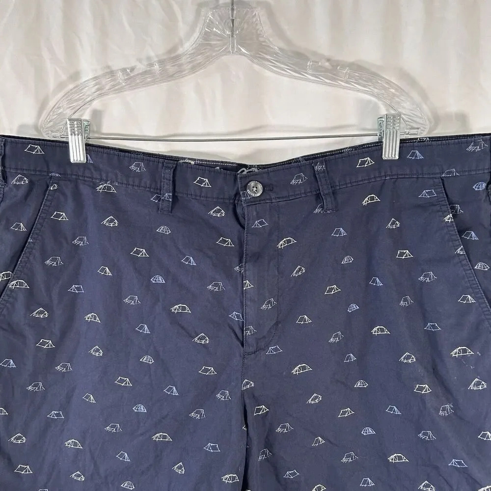 Eddie Bauer Shorts Mens 42 Navy Blue Camping Theme Pockets 100% Cotton - Picture 2 of 10